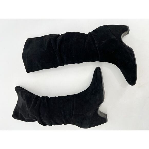 Eileen Fisher Slouched Tall Heeled Boots Women’s Black Suede Women's 9 Classic - Picture 2 of 11